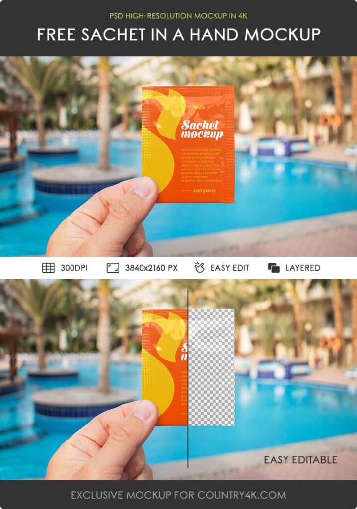 Outdoor Sachet in a Hand Mockup