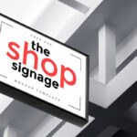 Outdoor Shop Signage Attached To A Suspended Ceiling Mockup