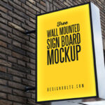 Outdoor Wall-mounted Sign Board Mockup