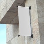 Outdoor Wall Mounted Vertical Logo Banner Mockup