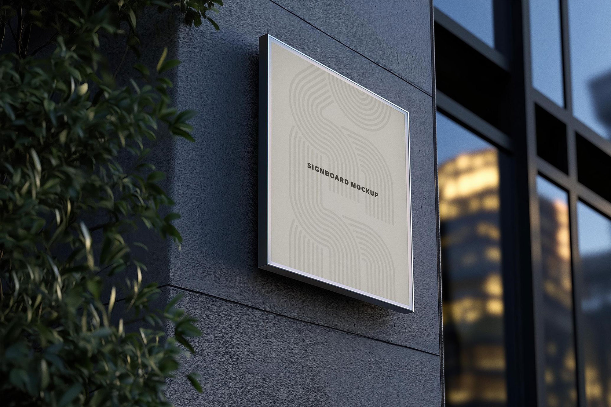 Free Outdoor Wall Signboard Mockup PSD Template