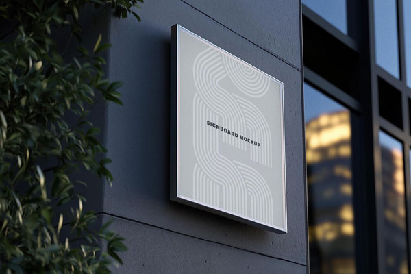 Outdoor Wall Signboard Mockup