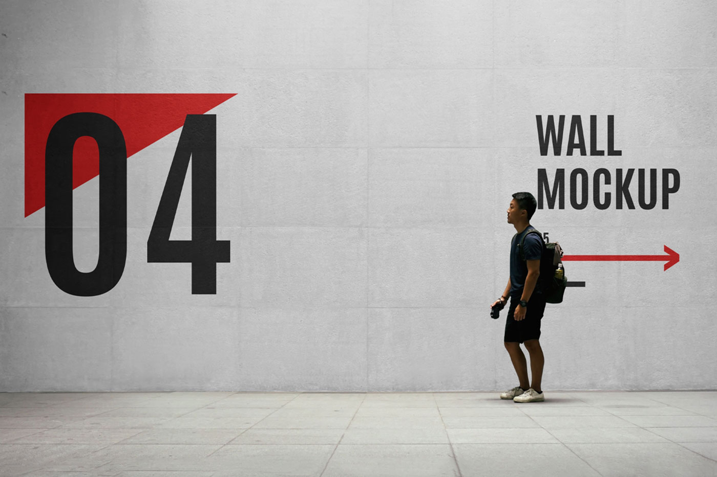 Outdoor Wall Wayfinding Mockup with Men FREE PSD