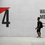 Outdoor Wall Wayfinding Mockup with Men