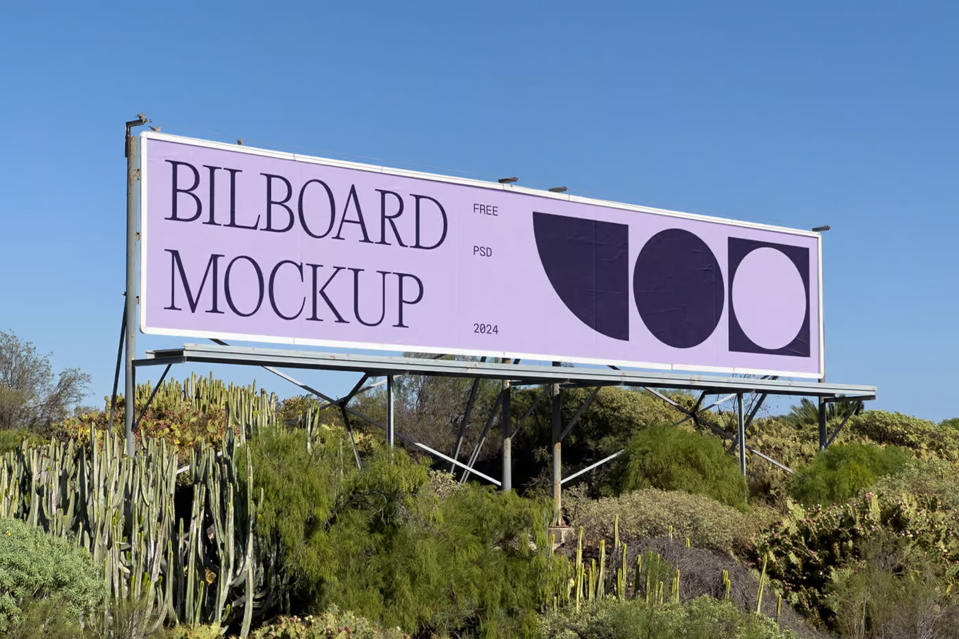 Free Outdoor Wide Billboard Mockup PSD Template