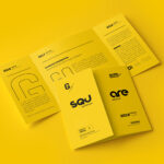 Outer and Inner Pages of Open Gate Fold Brochure Three Mockups