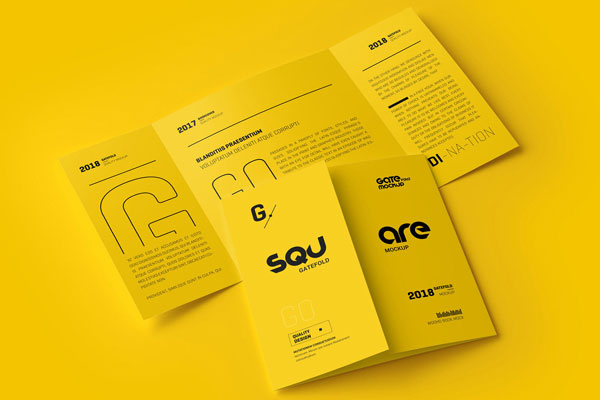 Outer and Inner Pages of Open Gate Fold Brochure Three Mockups