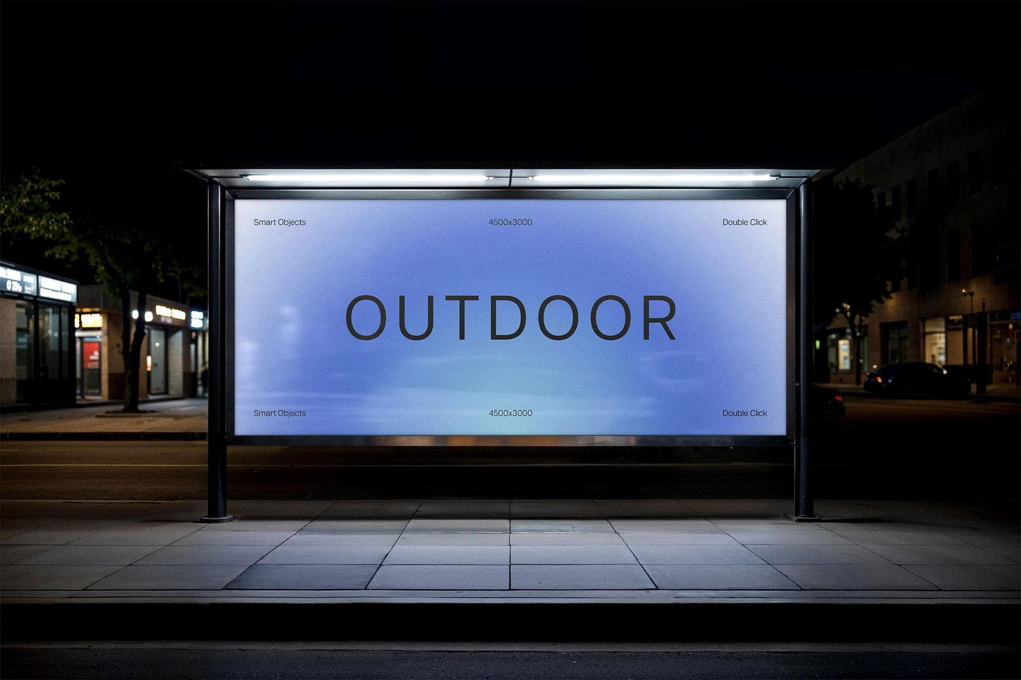 Free Outskirts Bus Stop Billboard Mockup PSD Template