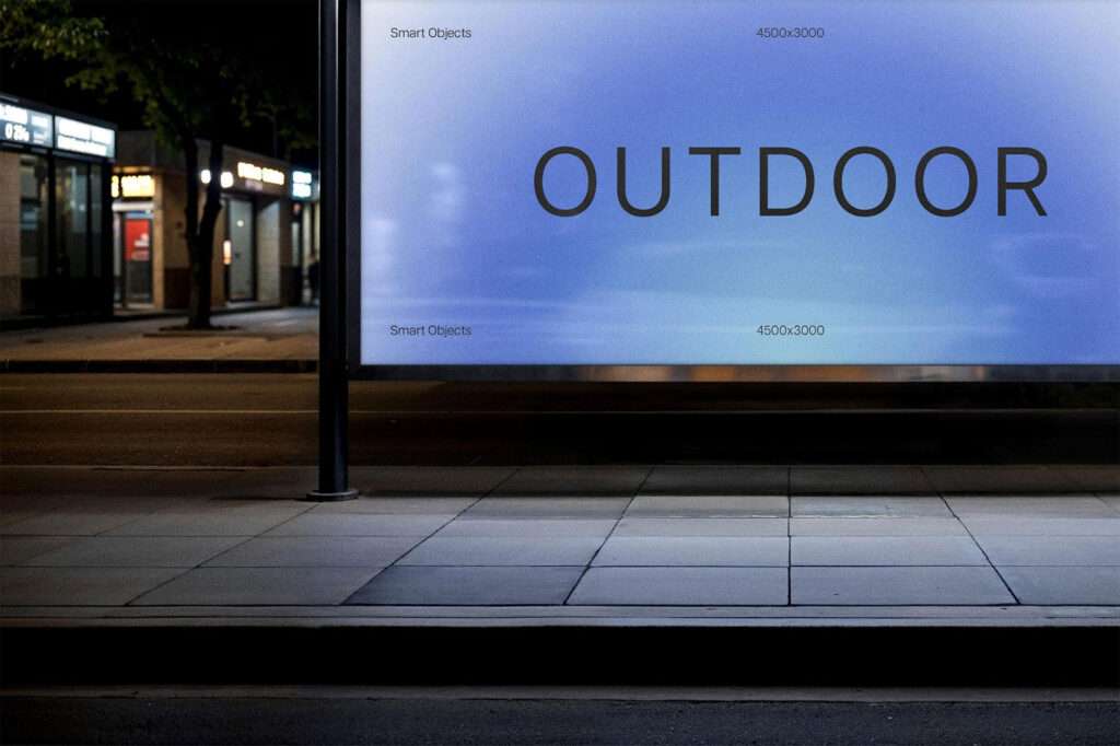 Outskirts Bus Stop Billboard Mockup
