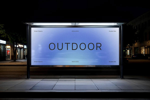 Outskirts Bus Stop Billboard Mockup