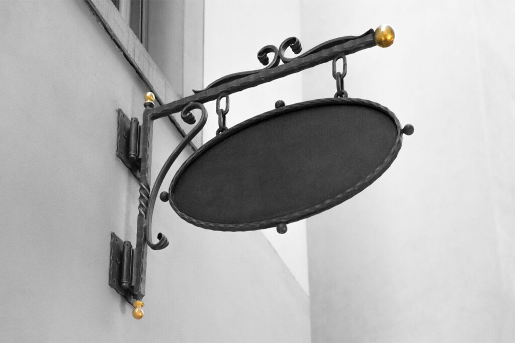 Oval Metal Hanging Pub Sign Mockup
