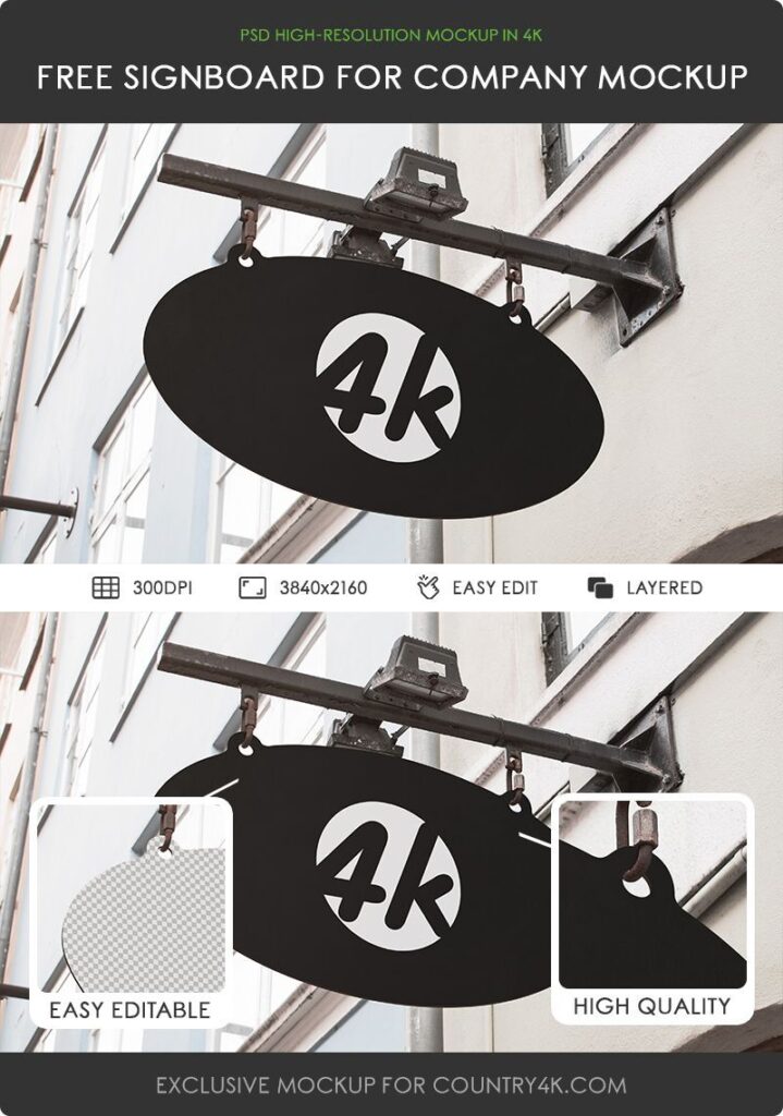 Oval-Shaped Hanging Signboard Mockup