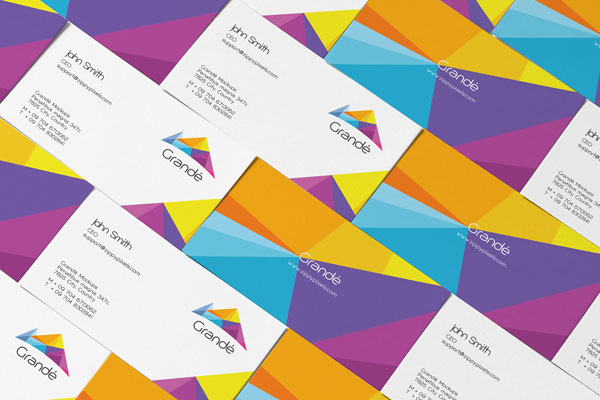 Overhead View of a Grid of Business Cards Mockup