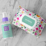 Overhead View of Facial Wipes and Toner Spray Bottle Mockup