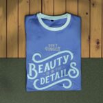 Overhead View of Folded T-shirt on Wooden Texture Mockup