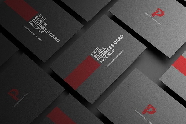 Overhead View of Grid of Floating Business Cards Mockup