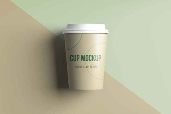 Overhead View of Laid on the Ground Coffee Cup Mockup