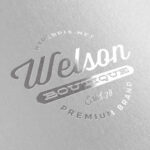 Overhead View of Metallic Silver Logo Mockup
