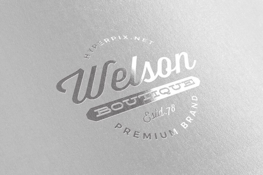 Overhead View of Metallic Silver Logo Mockup