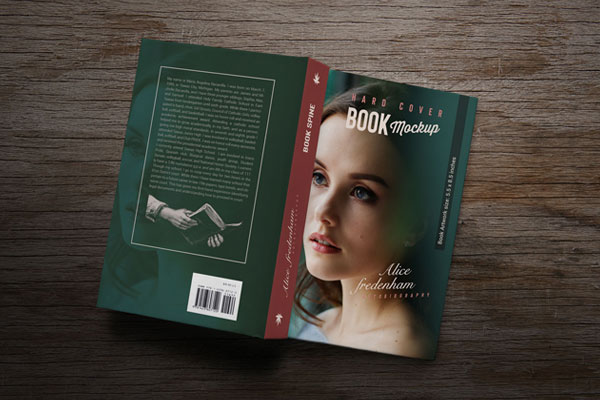 Overhead View of Opened Backward Book Covers and Spine Mockup