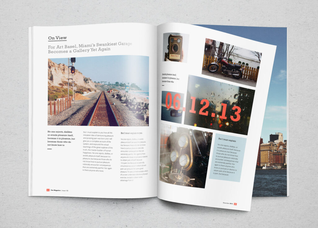 Overhead View of Opened Magazine’s Pages Mockup