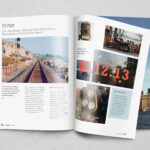Overhead View of Opened Magazine’s Pages Mockup