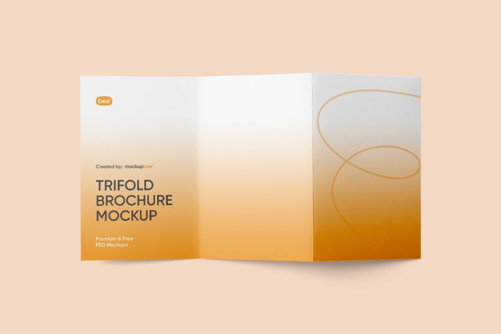 Overhead View of Opened Trifold Brochure Mockup