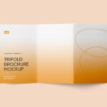 Overhead View of Opened Trifold Brochure Mockup