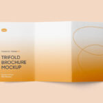 Overhead View of Opened Trifold Brochure Mockup