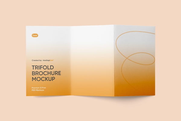 Overhead View of Opened Trifold Brochure Mockup