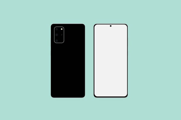 Overhead View of Samsung Galaxy S20 Back and Front Mockup