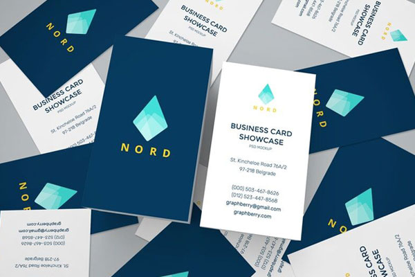 Overhead View of Scattered Business Cards Mockup