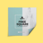 Overhead View of Square Curled Paper Mockup