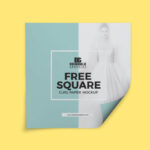 Overhead View of Square Curled Paper Mockup