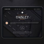Overhead View of Tablet Surrounded by Stationery Items Mockup
