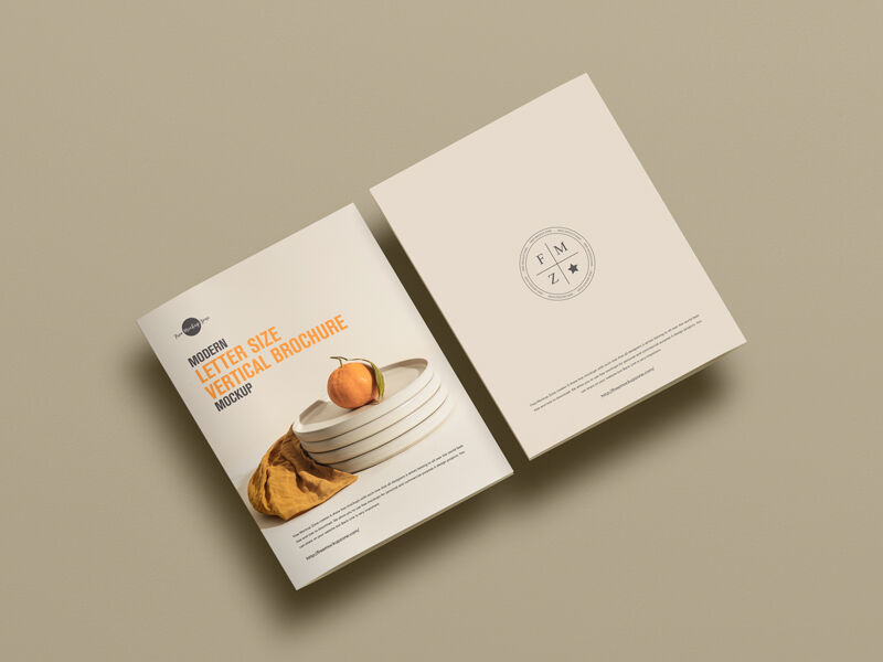 Overhead View of Two Letter-Sized Brochures Mockup