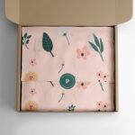 Overhead View Wrapping Tissue Paper in a Box Mockup