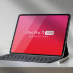 Overlay iPad Pro 11 2020 Opened on a Worktop Mockup