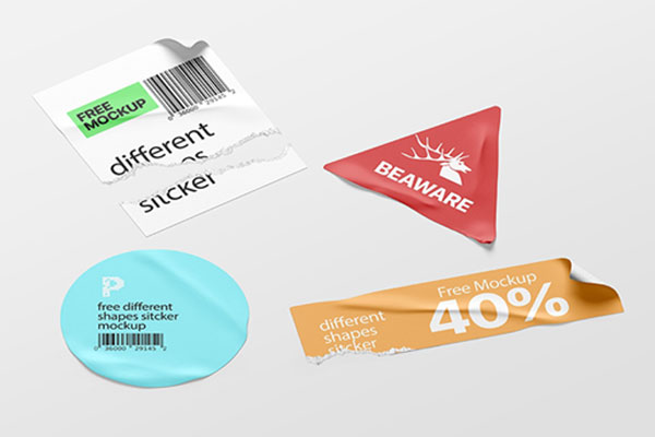 Pack of Different Shapes Stickers Mockup