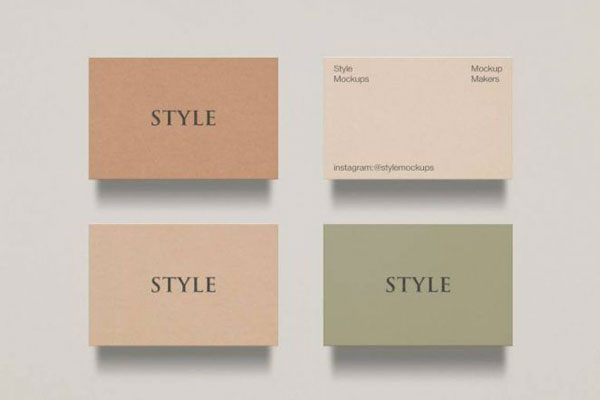 Pack of Four Business Cards Mockup with Front and Back View