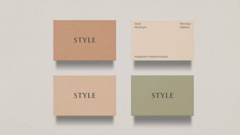 Pack of Four Business Cards Mockup with Front and Back View