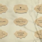 Pack of Nine Vintage Labels Mockup