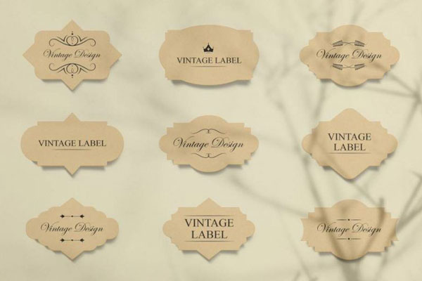 Pack of Nine Vintage Labels Mockup