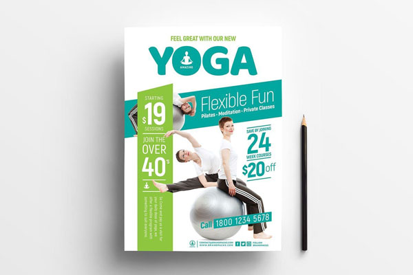 Pack of Yoga Templates Featuring a Girl Doing Exercise