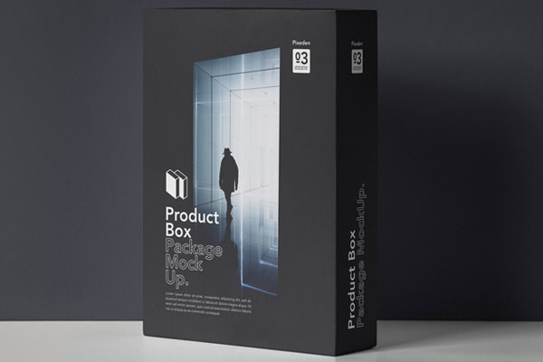 Packaging Box Mockup Standing in Half-Side View
