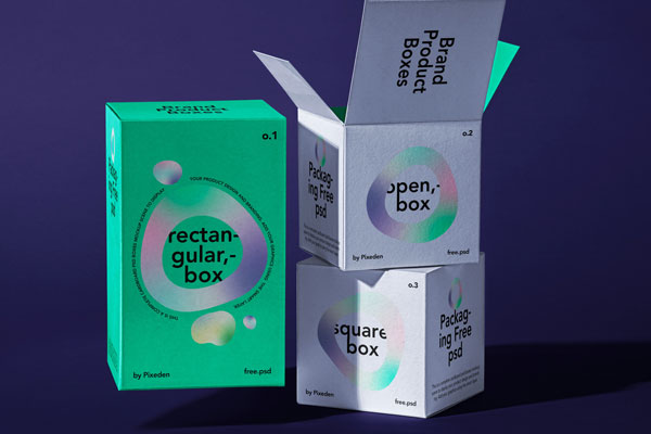 Packaging Branding Boxes Mockup in Facing View