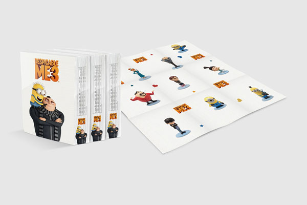 Packs of Pocket Tissues with an Unfold Tissue in Perspective Mockup