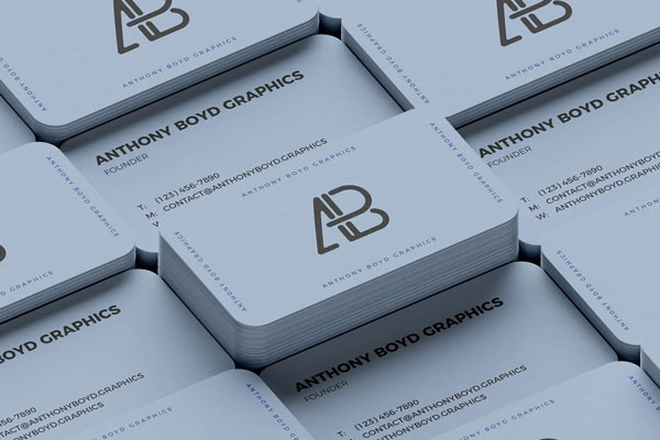 Stacks of Rounded Edge Business Card Mockup
