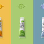 Paint Tube with Paint Samples Top View Mockup