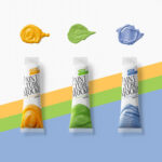 Paint Tube with Paint Samples Top View Mockup